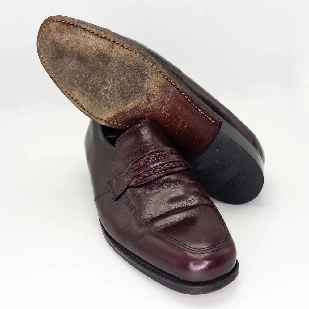 Florsheim Men's Size 8D Loafers Burgundy Leather Braided Dress Shoes USA 33472